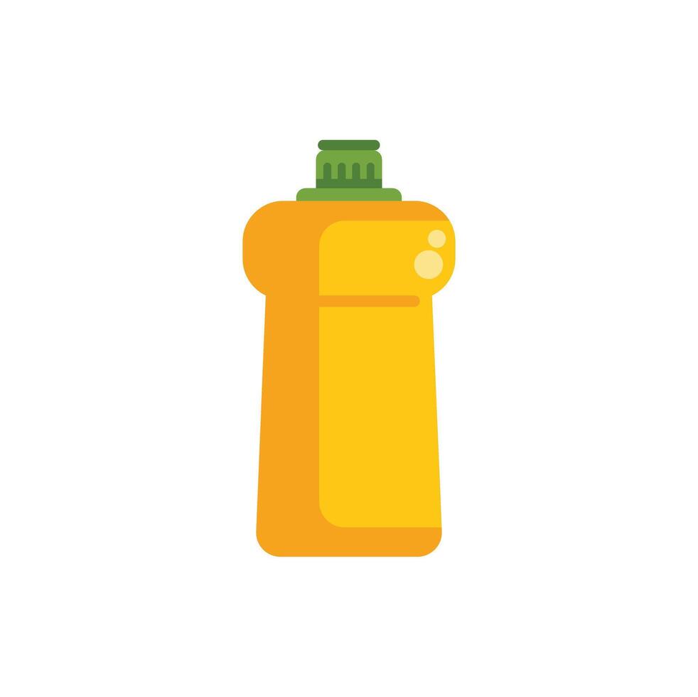 Yellow plastic bottle containing cleaning product with green cap vector