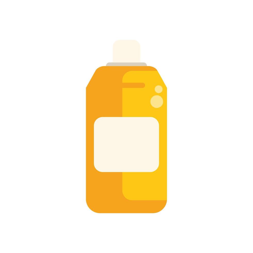 Yellow plastic cosmetic bottle with white label and dispenser cap vector