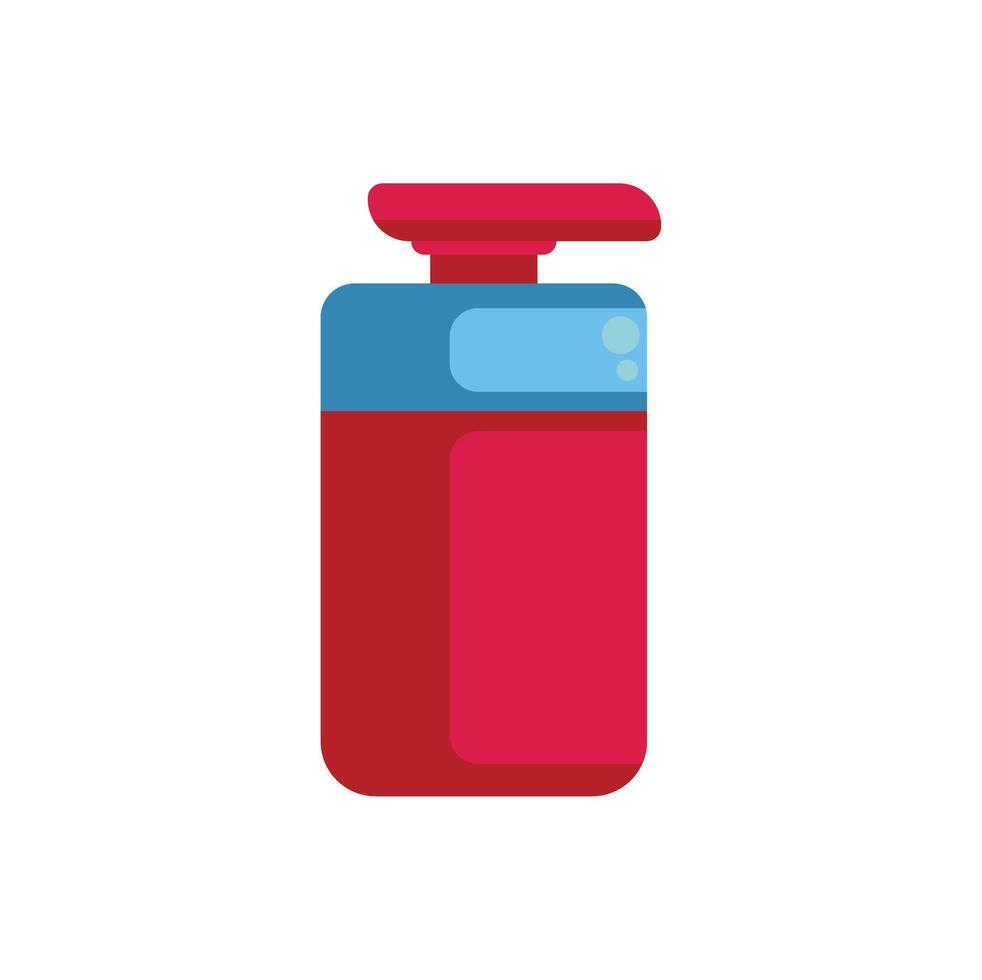 Red and blue shampoo or soap dispenser pump bottle vector