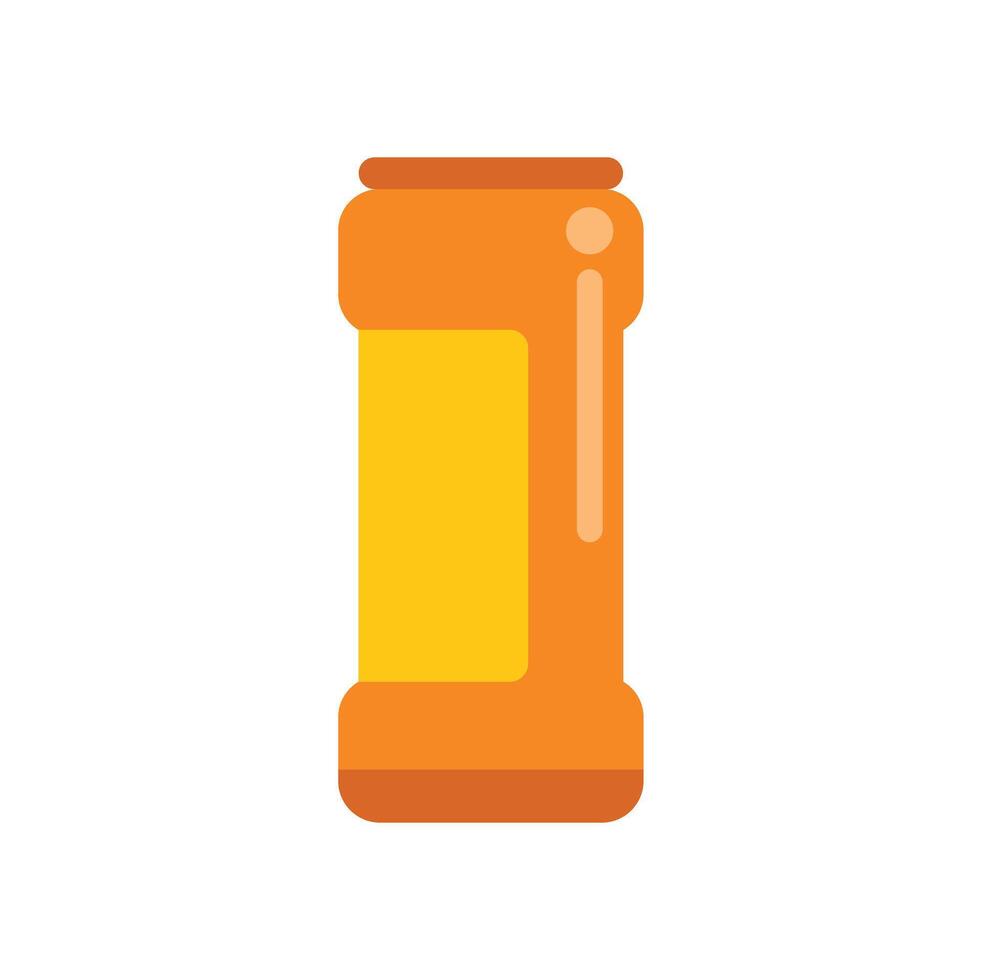 Single orange plastic jar packaging mockup showing a blank label vector