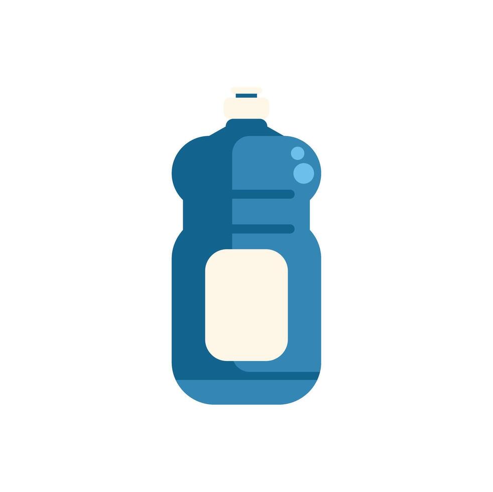 Blue plastic detergent bottle with blank label for mockup vector