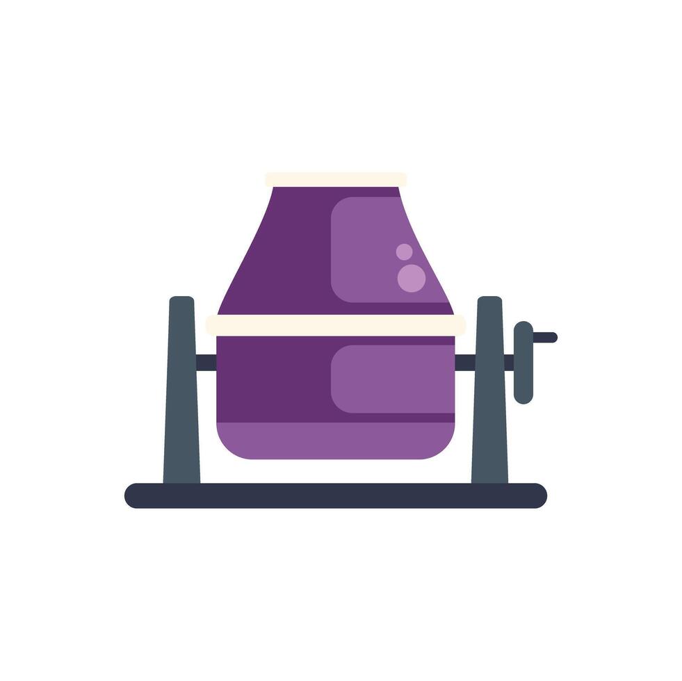 Purple concrete mixer mixing cement for construction project vector