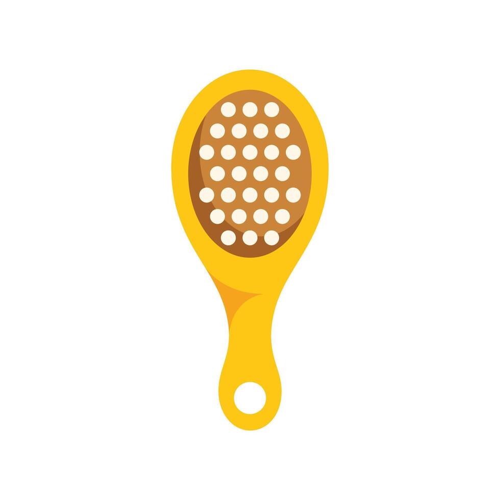 Yellow kitchen strainer with brown dots isolating on white background vector