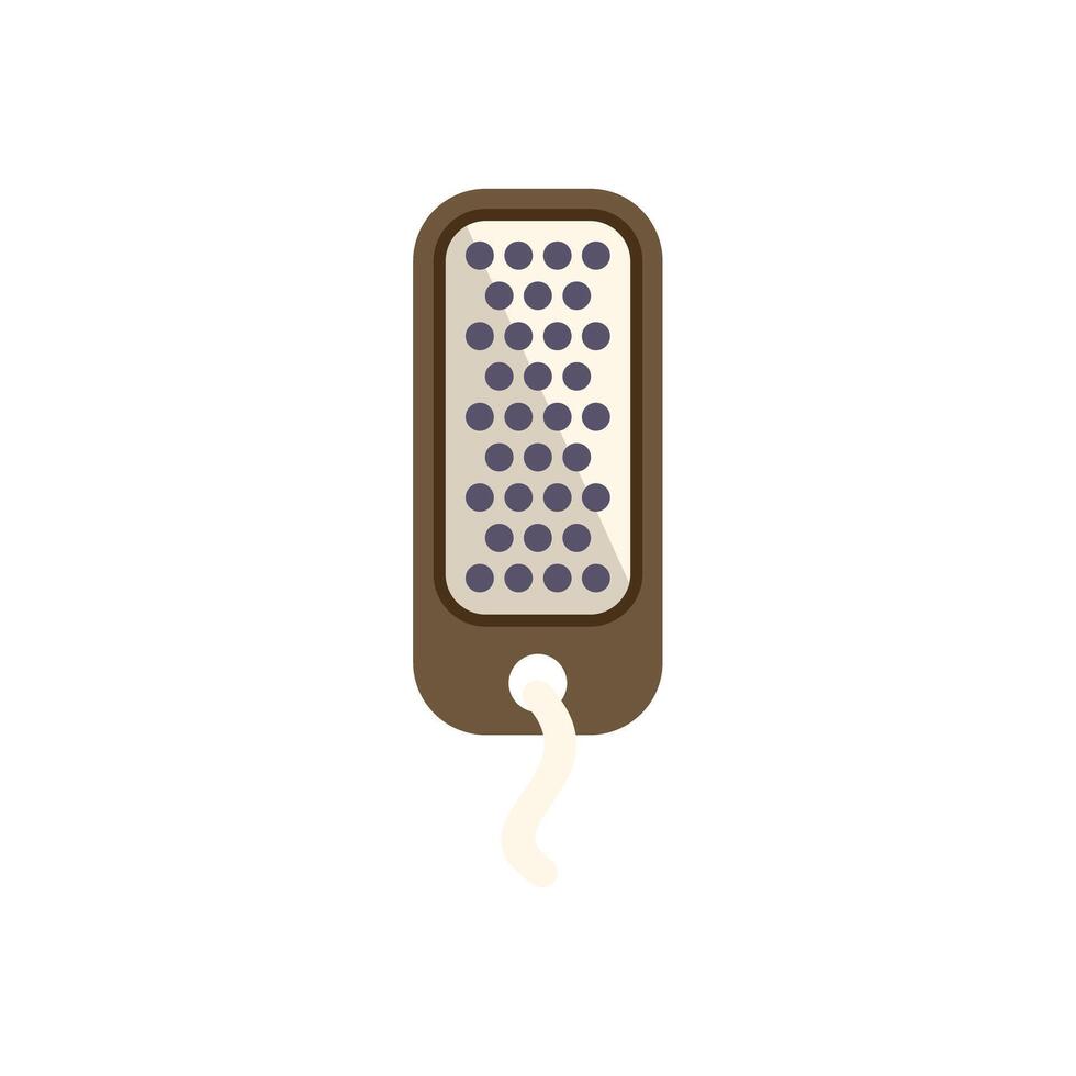 Small handheld metal grater with hanging string for kitchen utensils vector