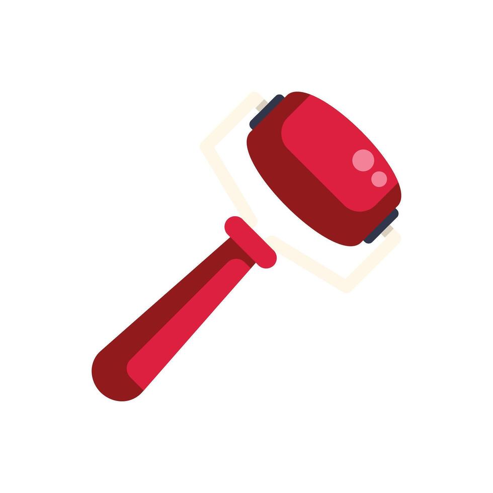 Red paint roller spreading fresh paint during home renovation project vector