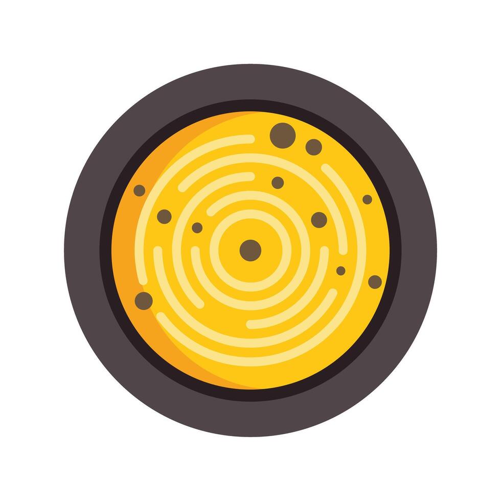 Top view of a delicious golden pancake with chocolate chips being served on a plate vector