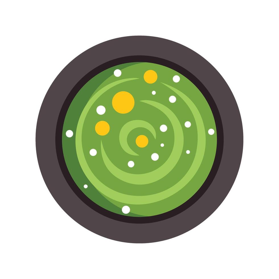 Green magic potion swirling in a cast iron cauldron for halloween vector
