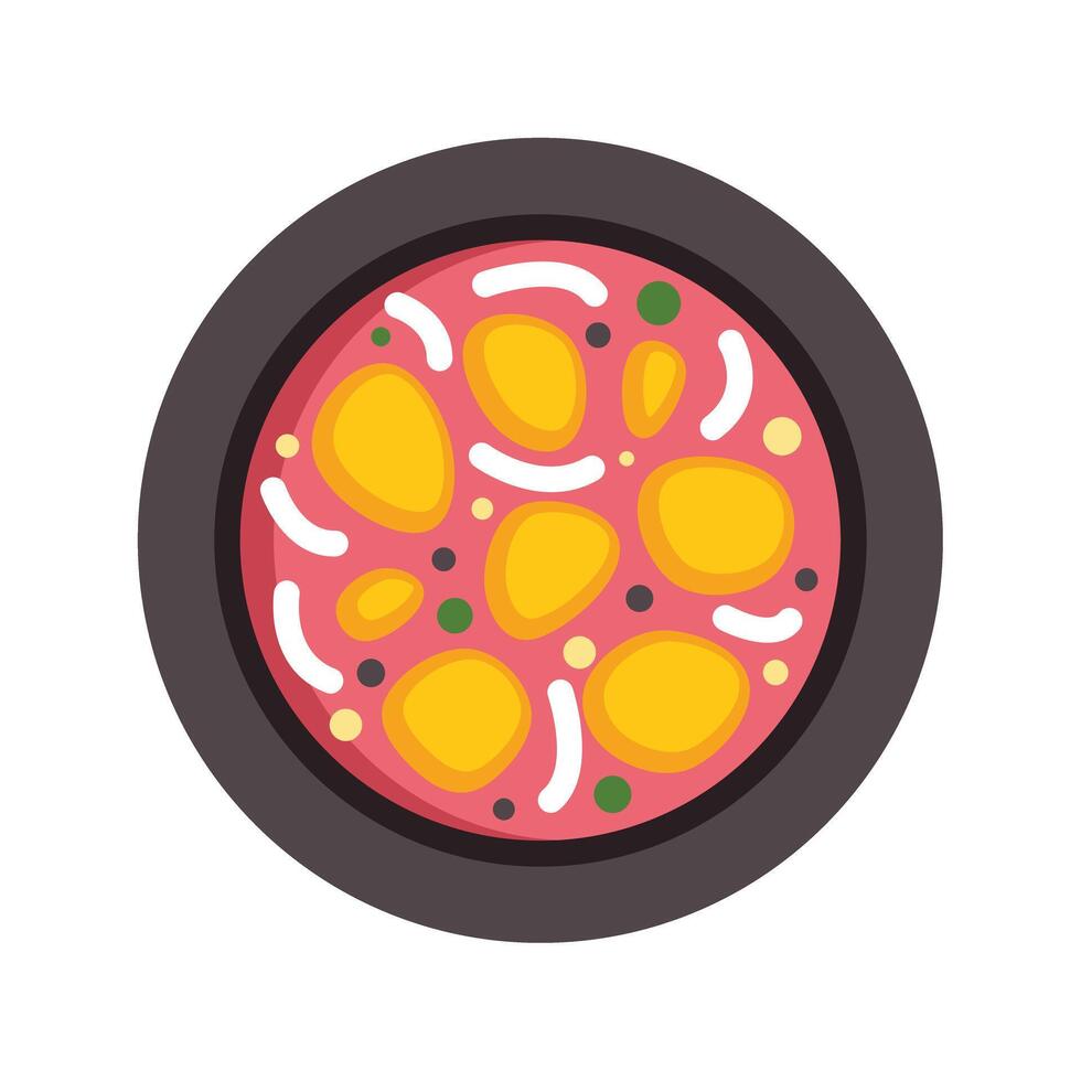Delicious round pizza lying on black tray vector