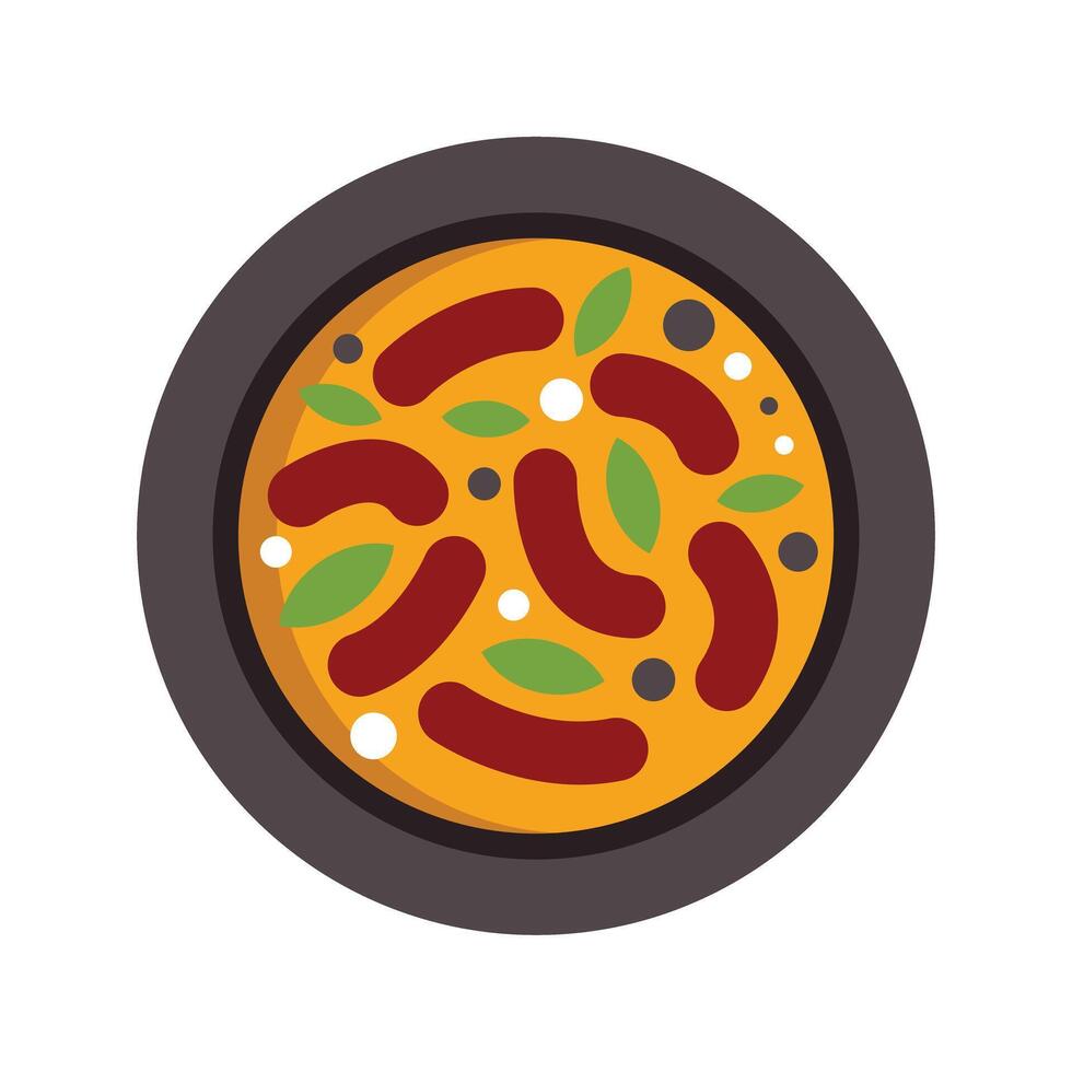 Delicious pepperoni pizza with herbs and spices on a plate vector