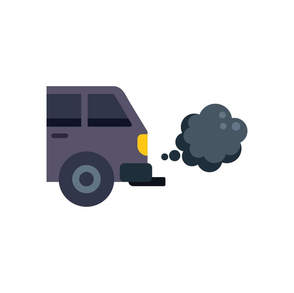 Old diesel car emitting black smoke from exhaust pipe vector