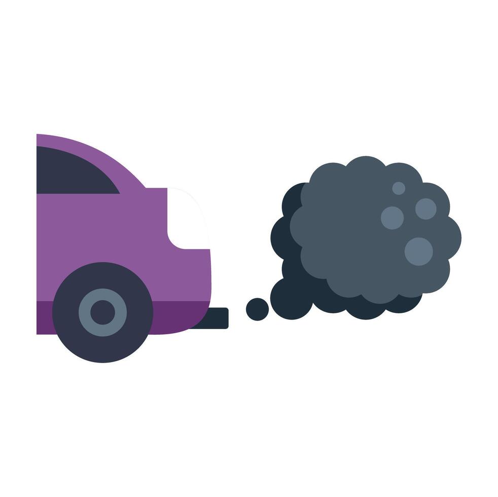 Purple car emitting black smoke pollution from exhaust vector
