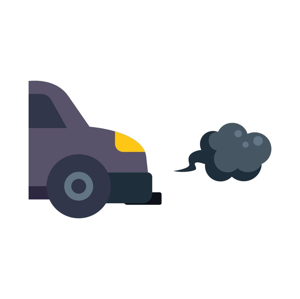 Car emitting exhaust fumes pollution from exhaust pipe vector