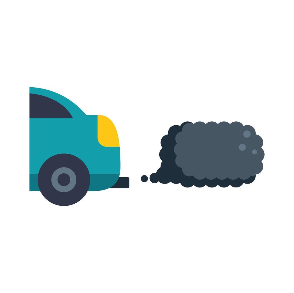 Car emitting exhaust fumes from exhaust pipe vector