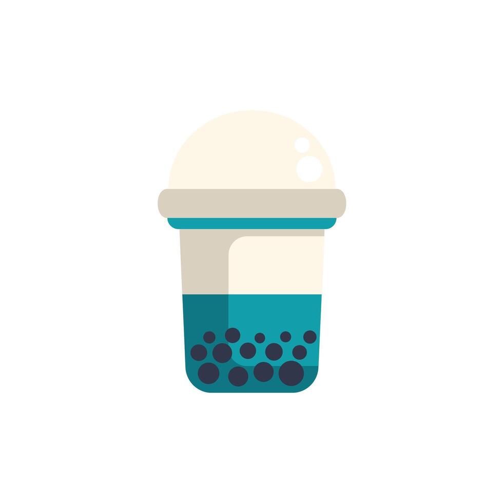 Bubble tea cup with tapioca pearls and whipped cream topping illustration vector