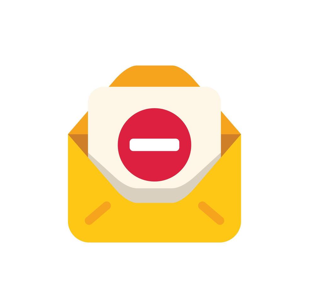 Yellow envelope containing letter with red stop sign for email marketing unsubscribe concept vector