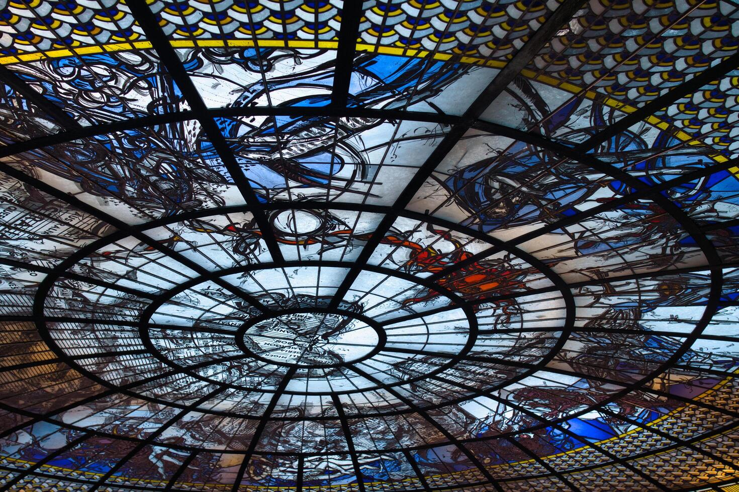 a large glass dome with a large painting on it photo