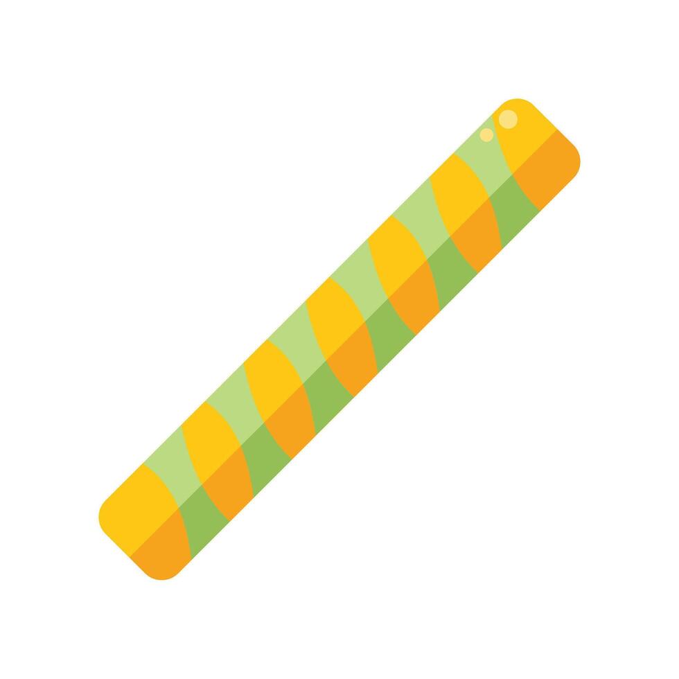 Green and yellow waffle striped chocolate bar floating on white background vector