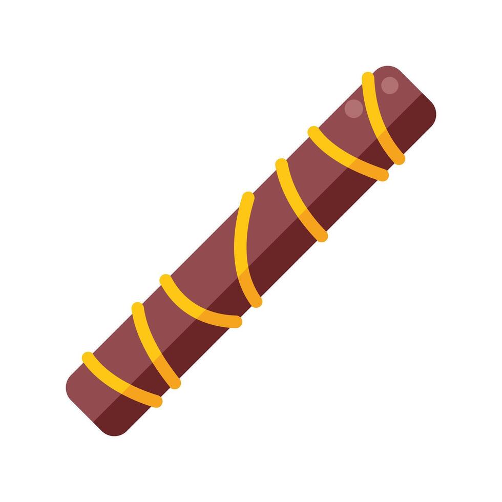 Chocolate wafer stick covered in caramel drizzle illustration vector