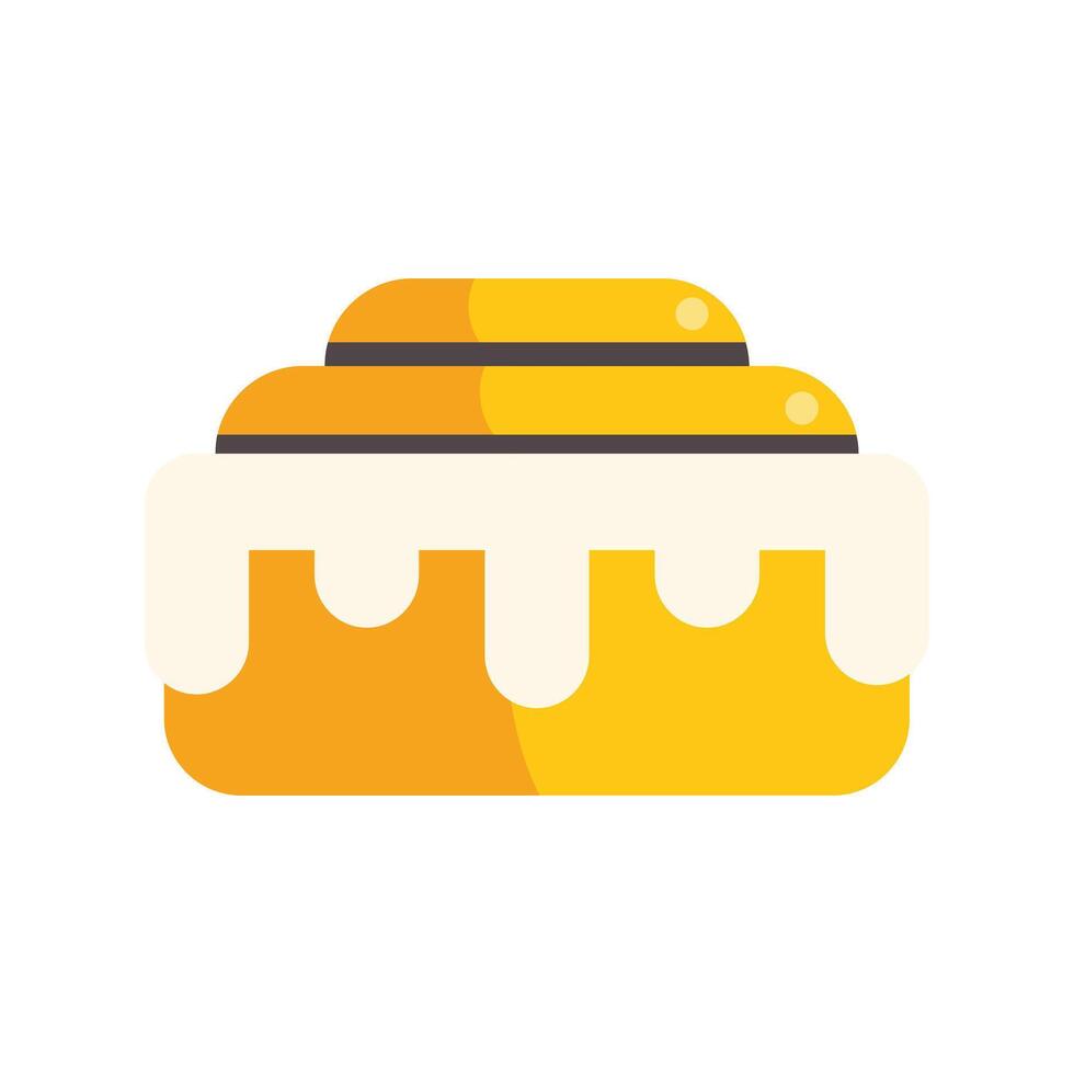 Delicious sweet cinnamon roll with icing dripping down pastry vector