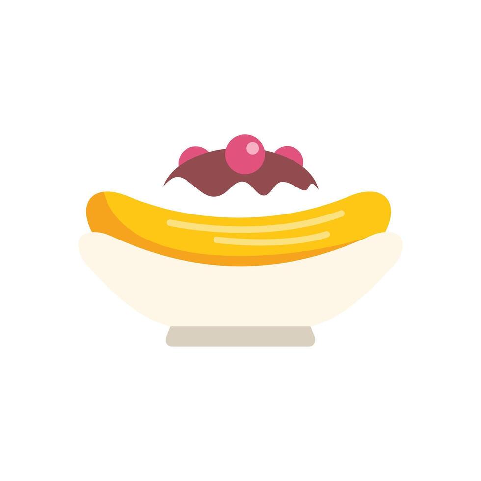Banana split dessert on a plate being served for snack time vector