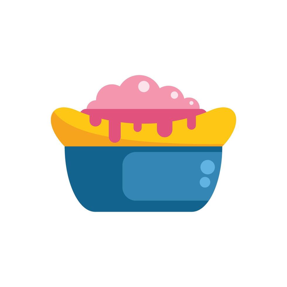 Bathtub full of water with soap making bubbles for bathing time vector