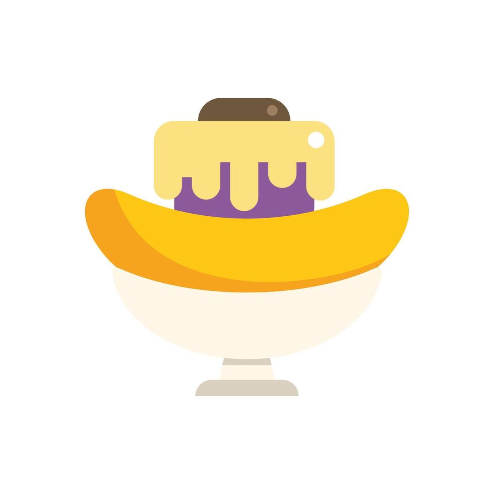 Banana split dessert on a plate being served for eating vector