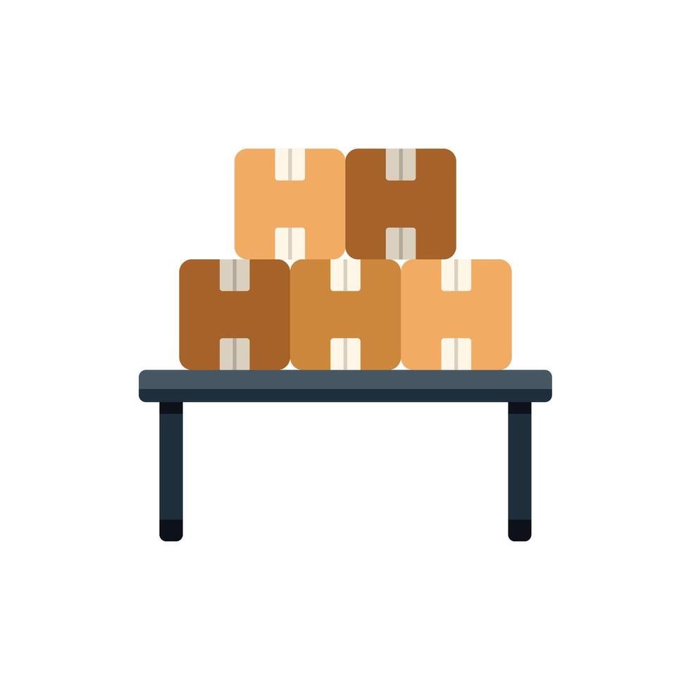 Cardboard boxes sitting on top of metal table vector