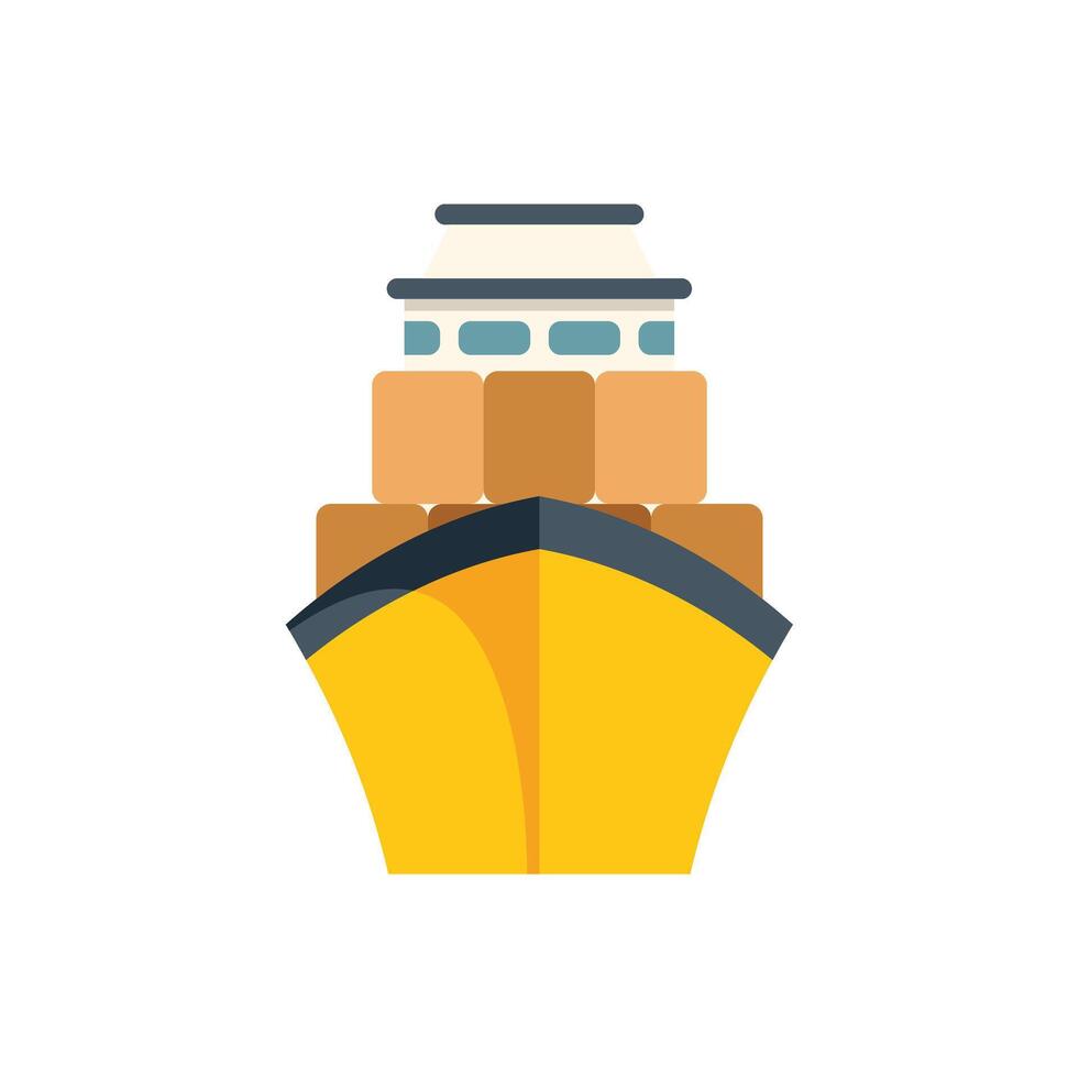 Cargo ship carrying freight container boxes front view vector