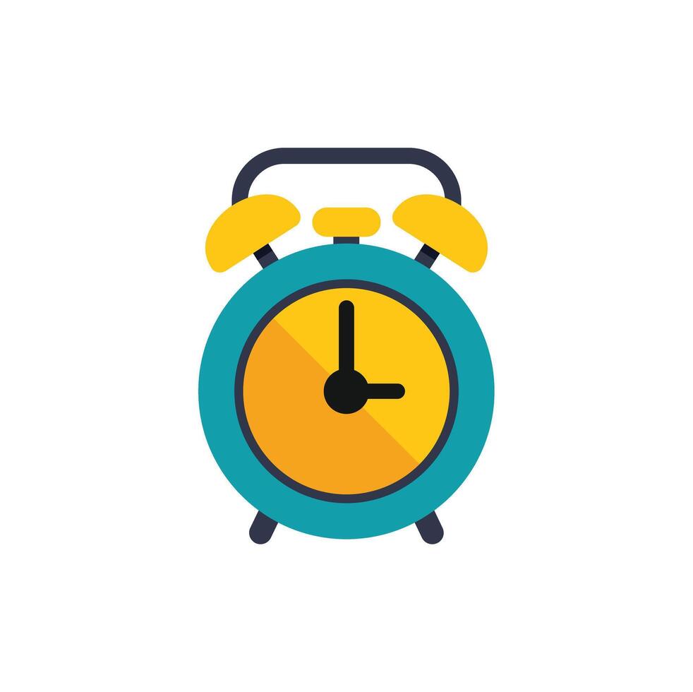 Blue alarm clock showing time on white background vector