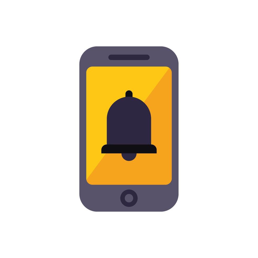 Smartphone showing notification with bell icon on screen vector