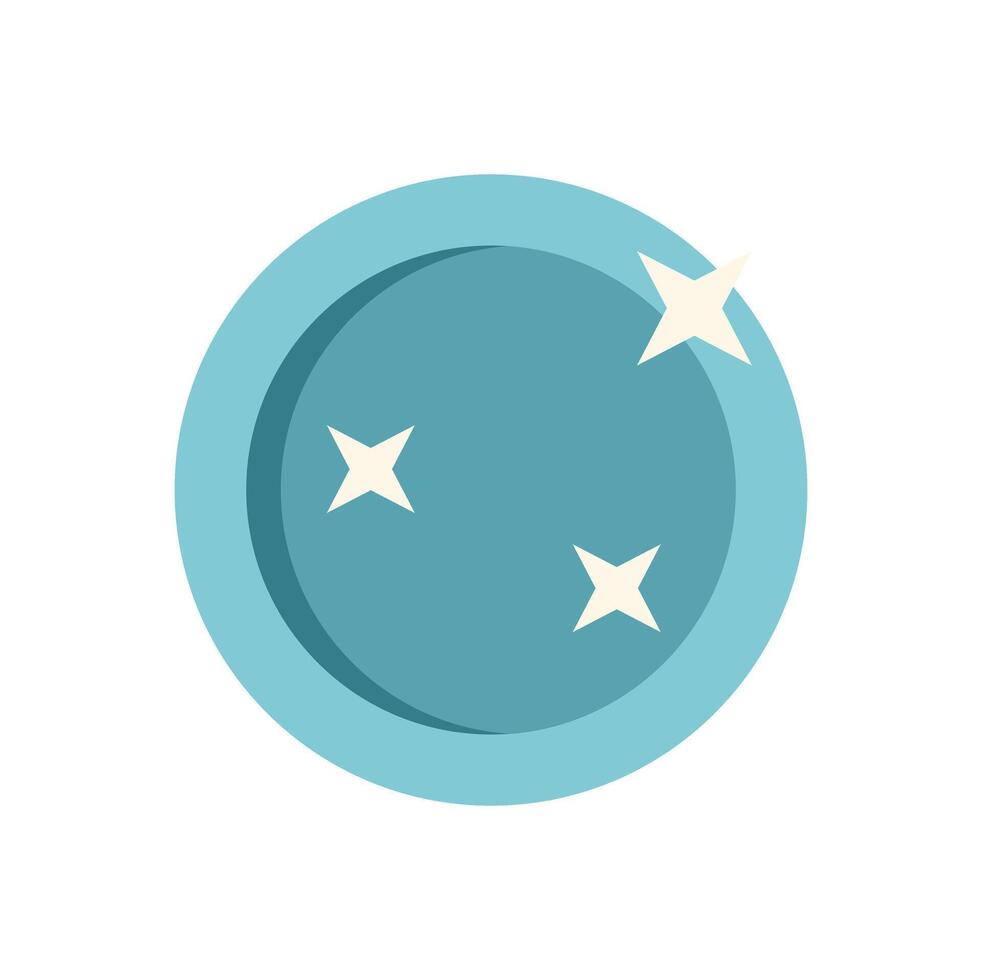 Blue round clean surface shining with three stars icon vector