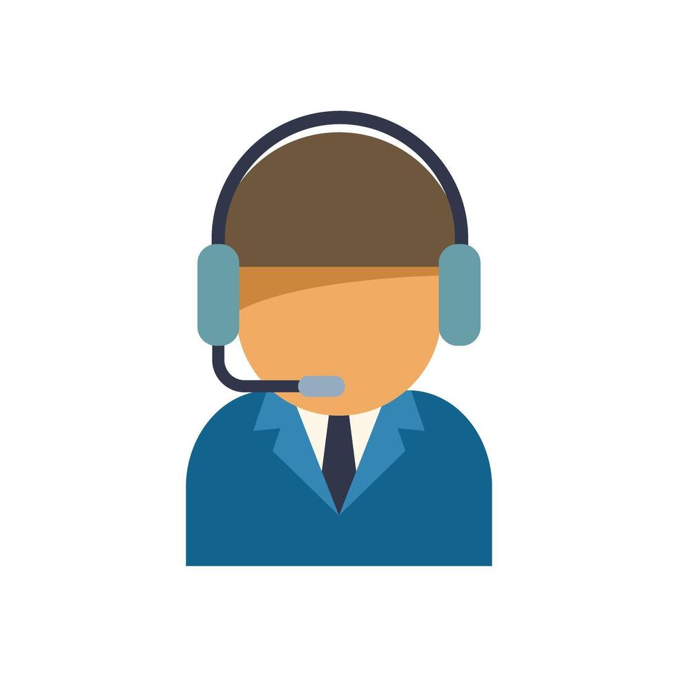 Male call center operator wearing headset smiling at client vector