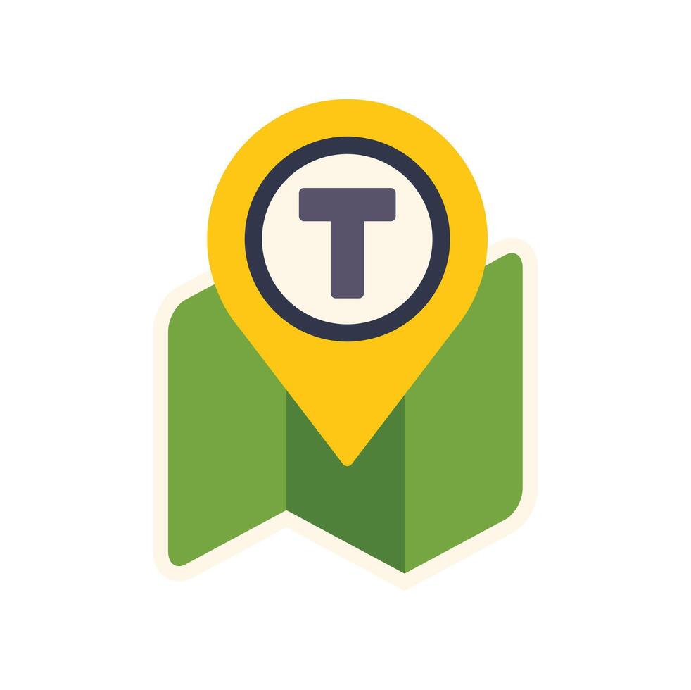 Location pin pointing subway station on city map vector