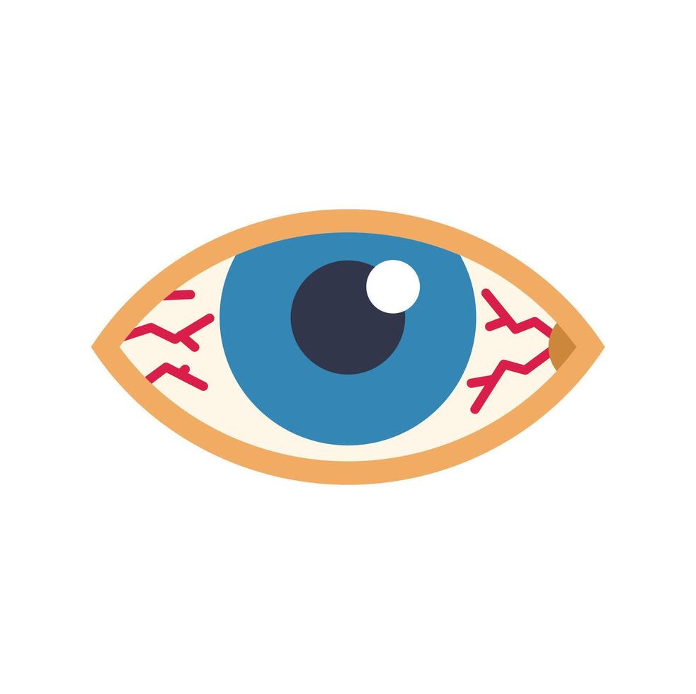 Human eye showing red veins and irritation illustration vector