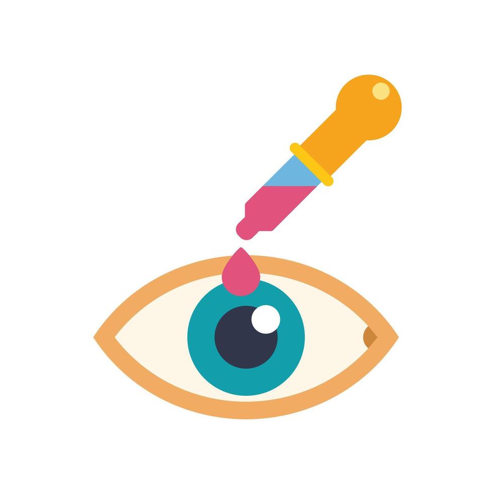 Pipette applying eye drop to human eye icon vector