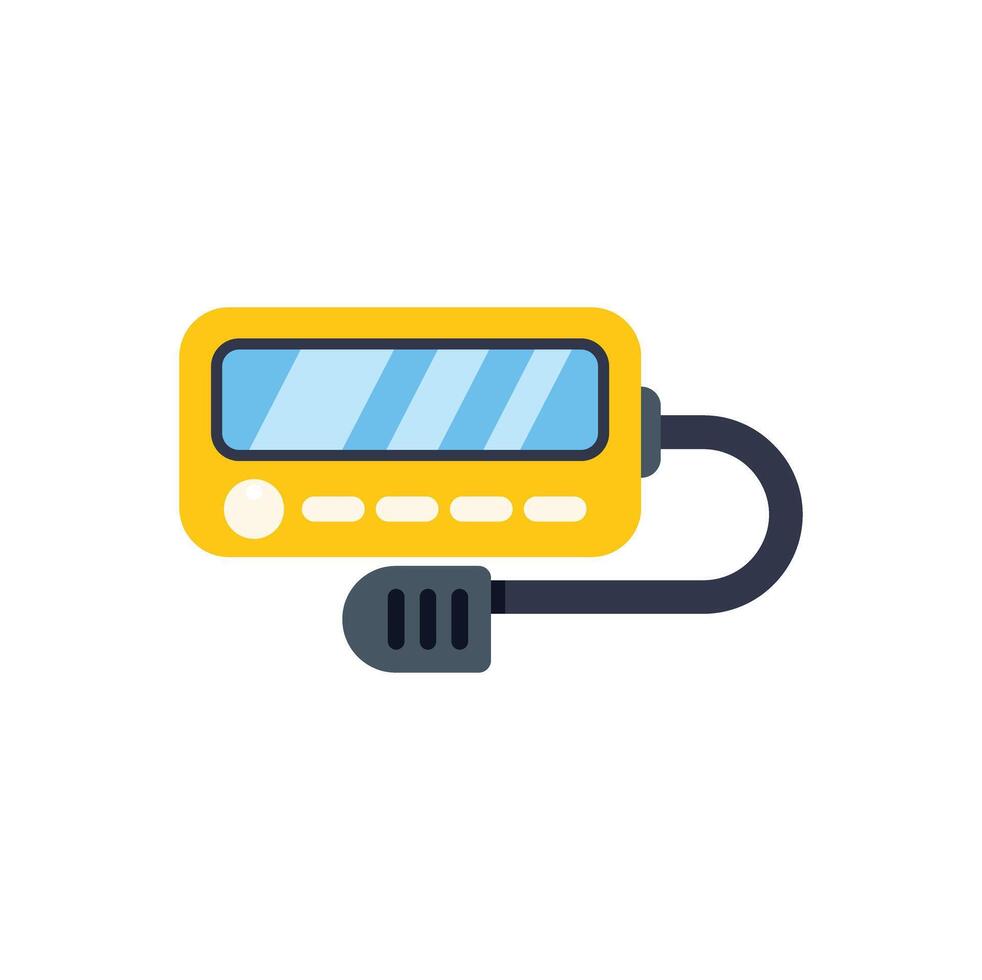 Yellow diving computer showing depth and air pressure vector