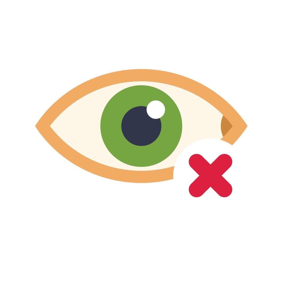 Green eye showing red cross sign denying access vector
