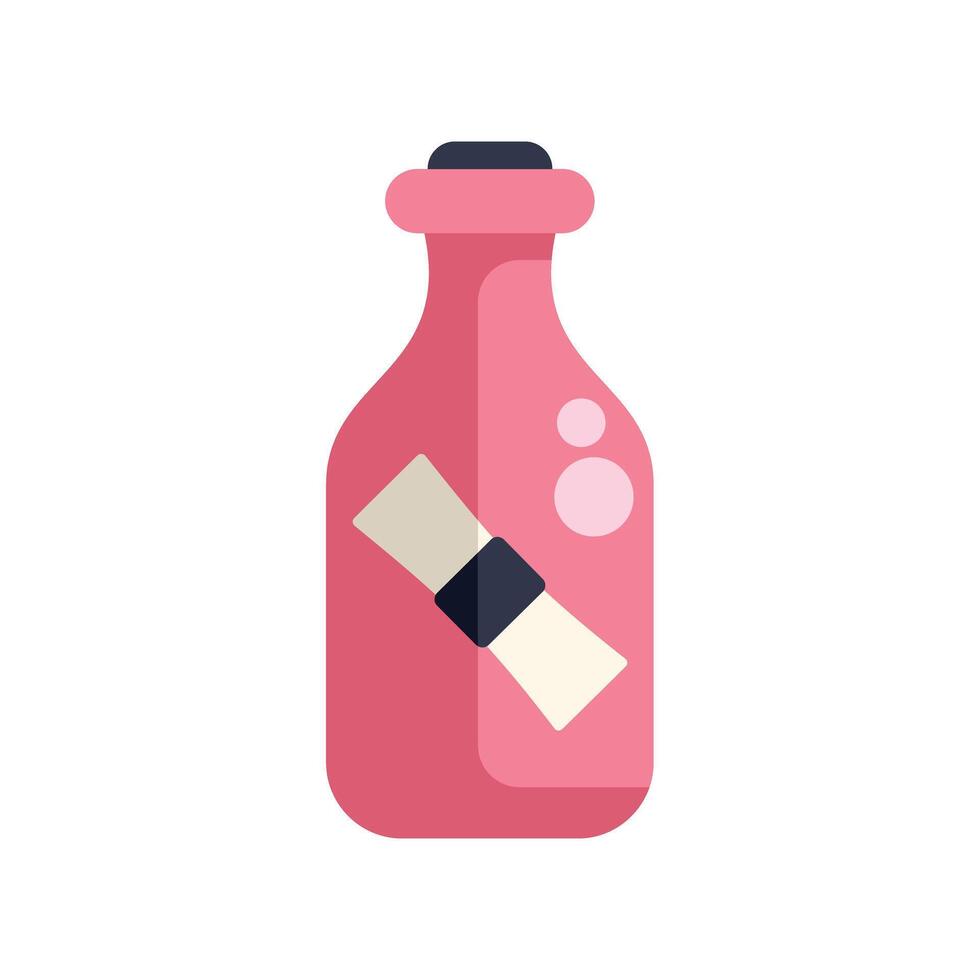 Pink bottle containing message is bobbing in ocean vector