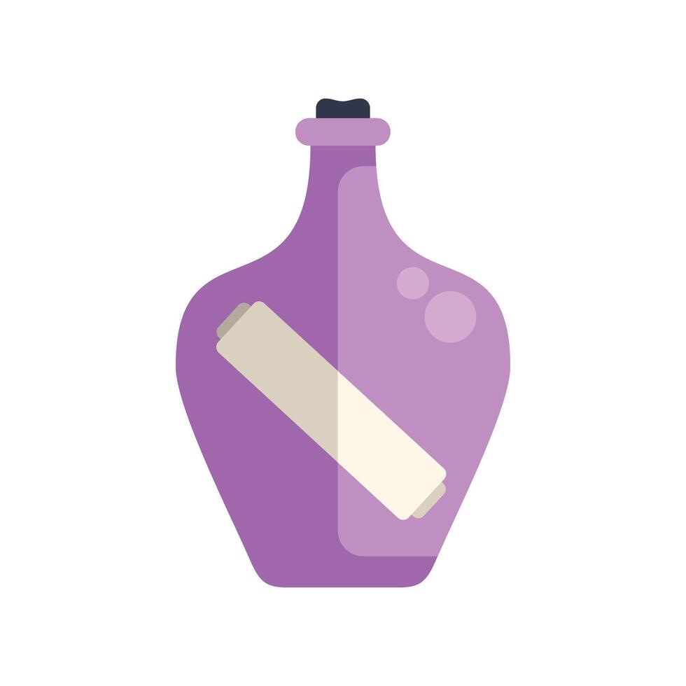 Purple bottle containing a rolled up paper message vector