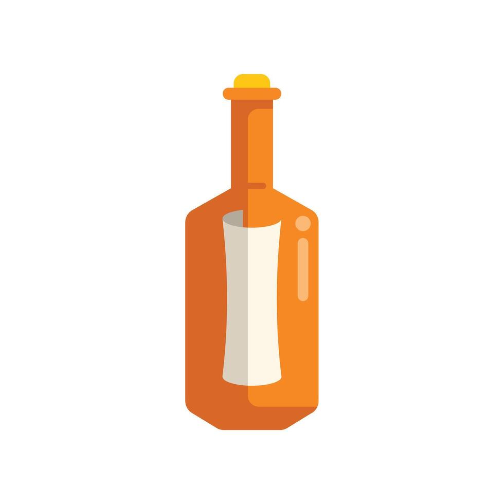 Orange glass bottle containing message is floating in the ocean vector