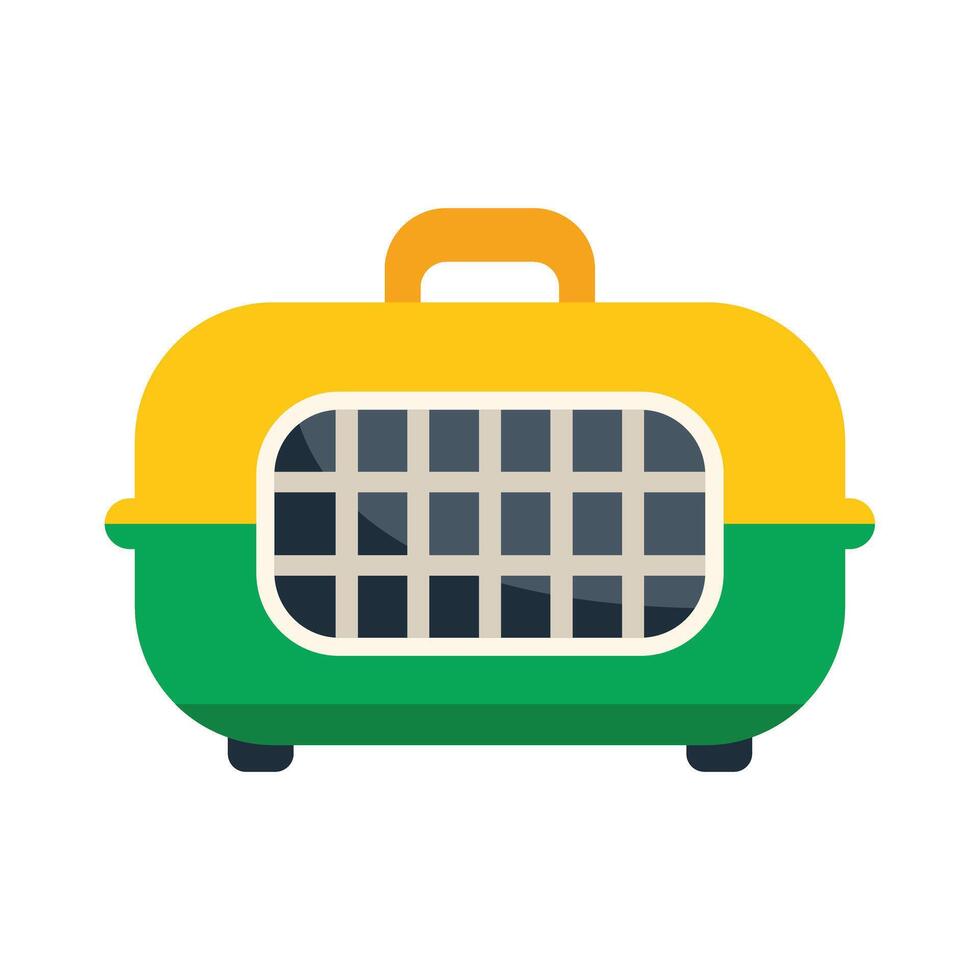 Green and yellow pet carrier protecting animals while traveling vector