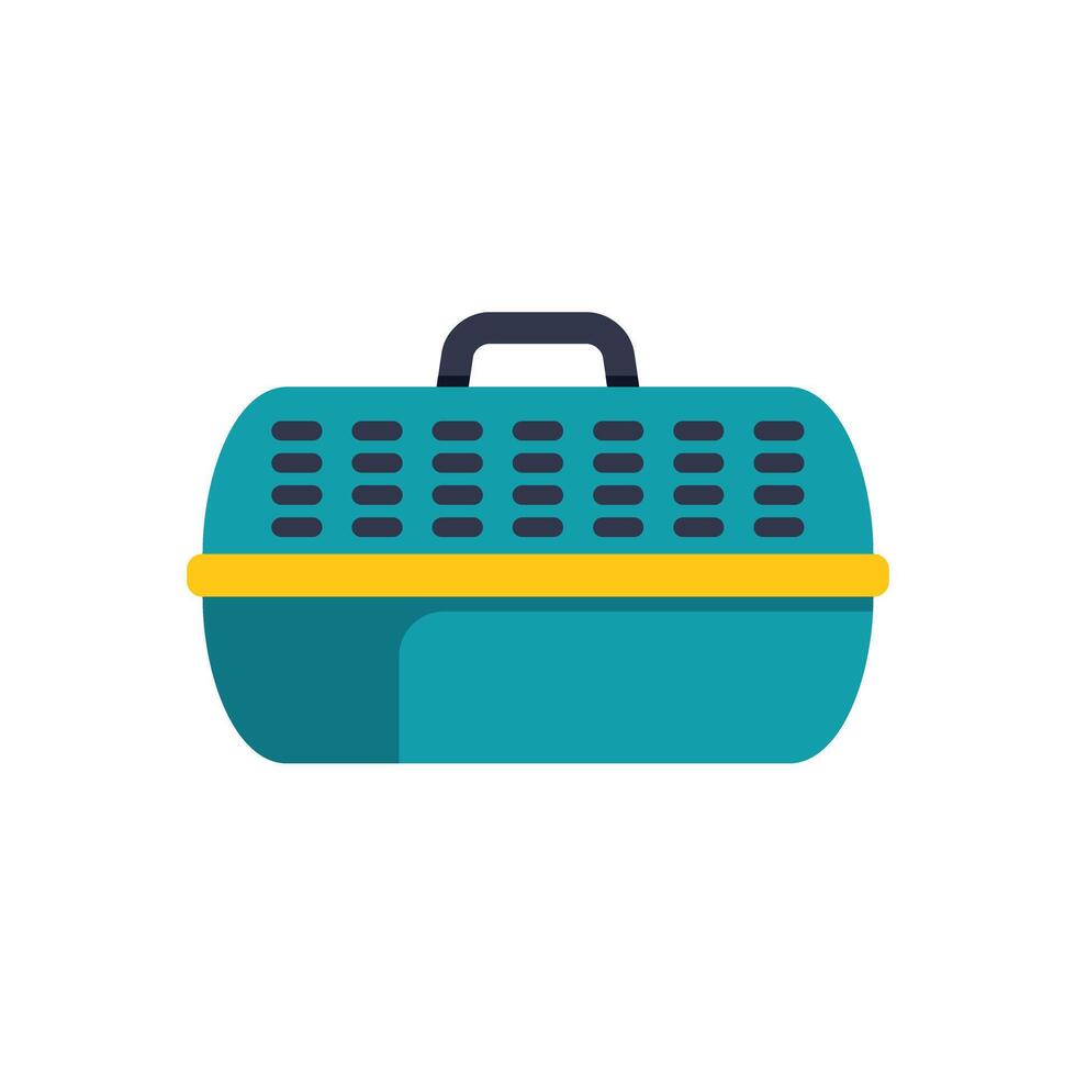 Green plastic pet carrier for cats and dogs transporting vector