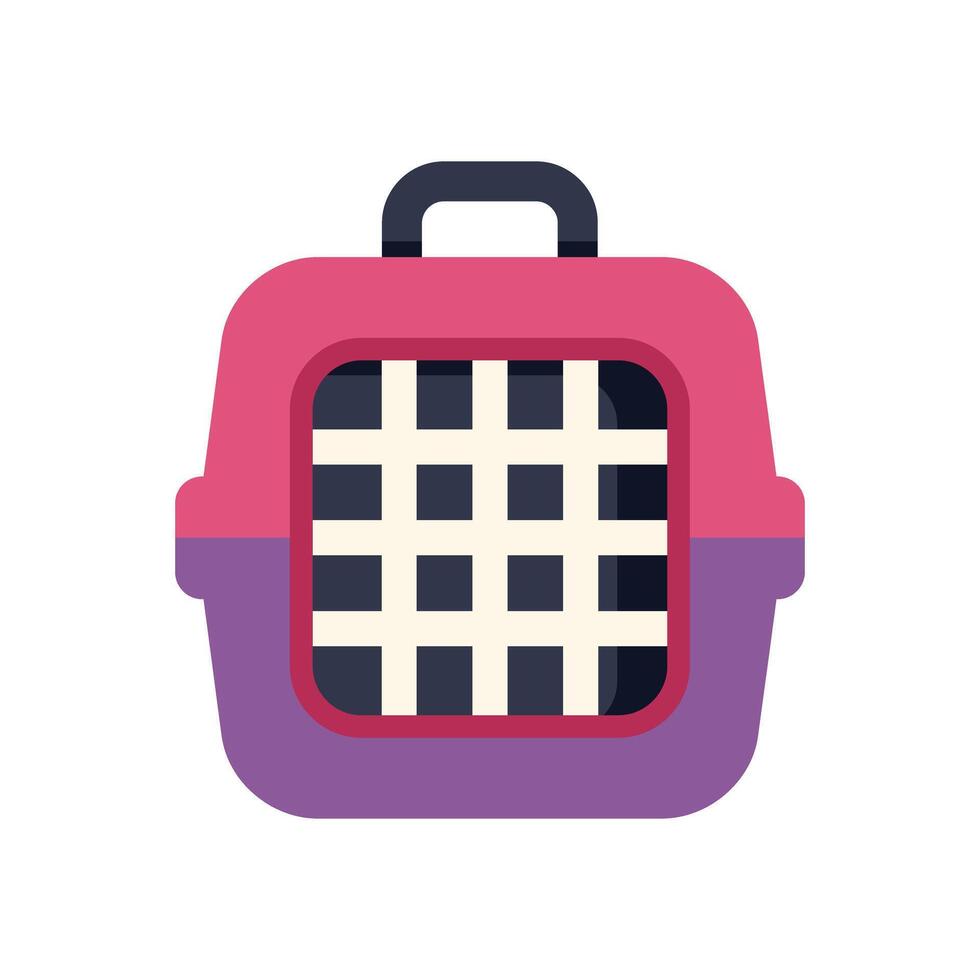 Pink and purple pet carrier for cat or dog transporting vector