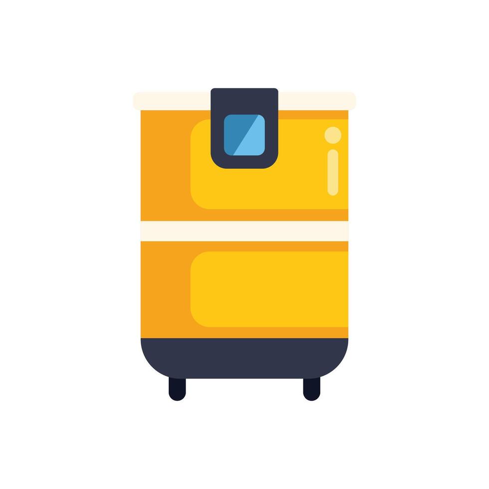 Yellow portable refrigerator keeping food cold on white background vector