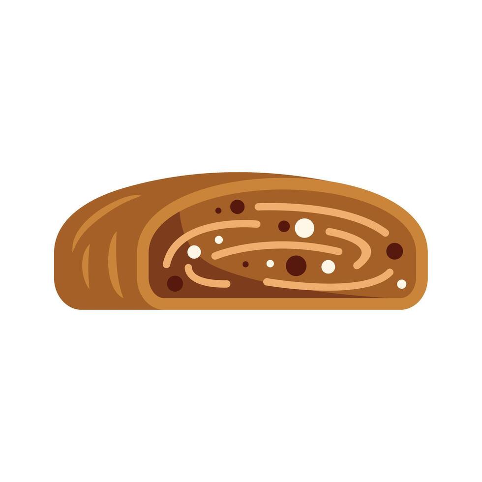 Delicious chocolate swiss roll cake showing filling illustration vector