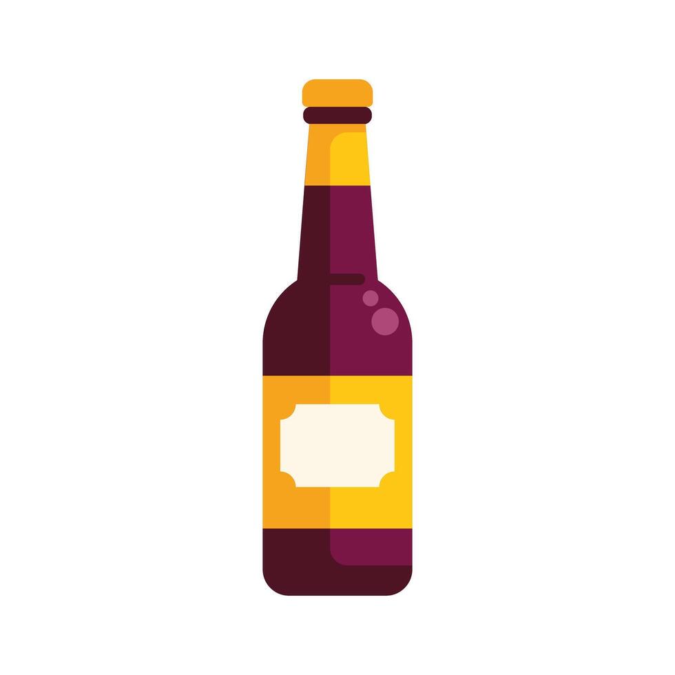 Dark glass beer bottle with blank label standing on white background vector