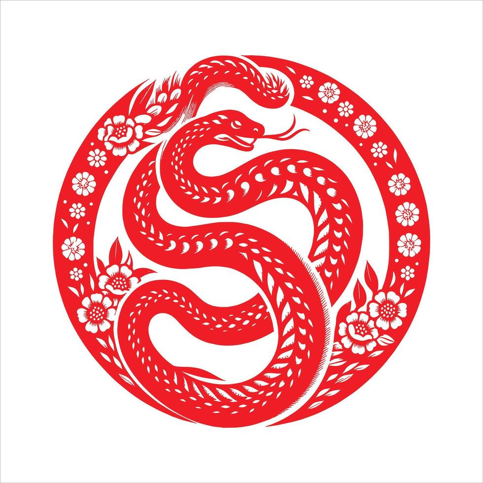 Traditional Chinese Zodiac Art of The Year of The Snake Happy Chinese New Year Snake vector