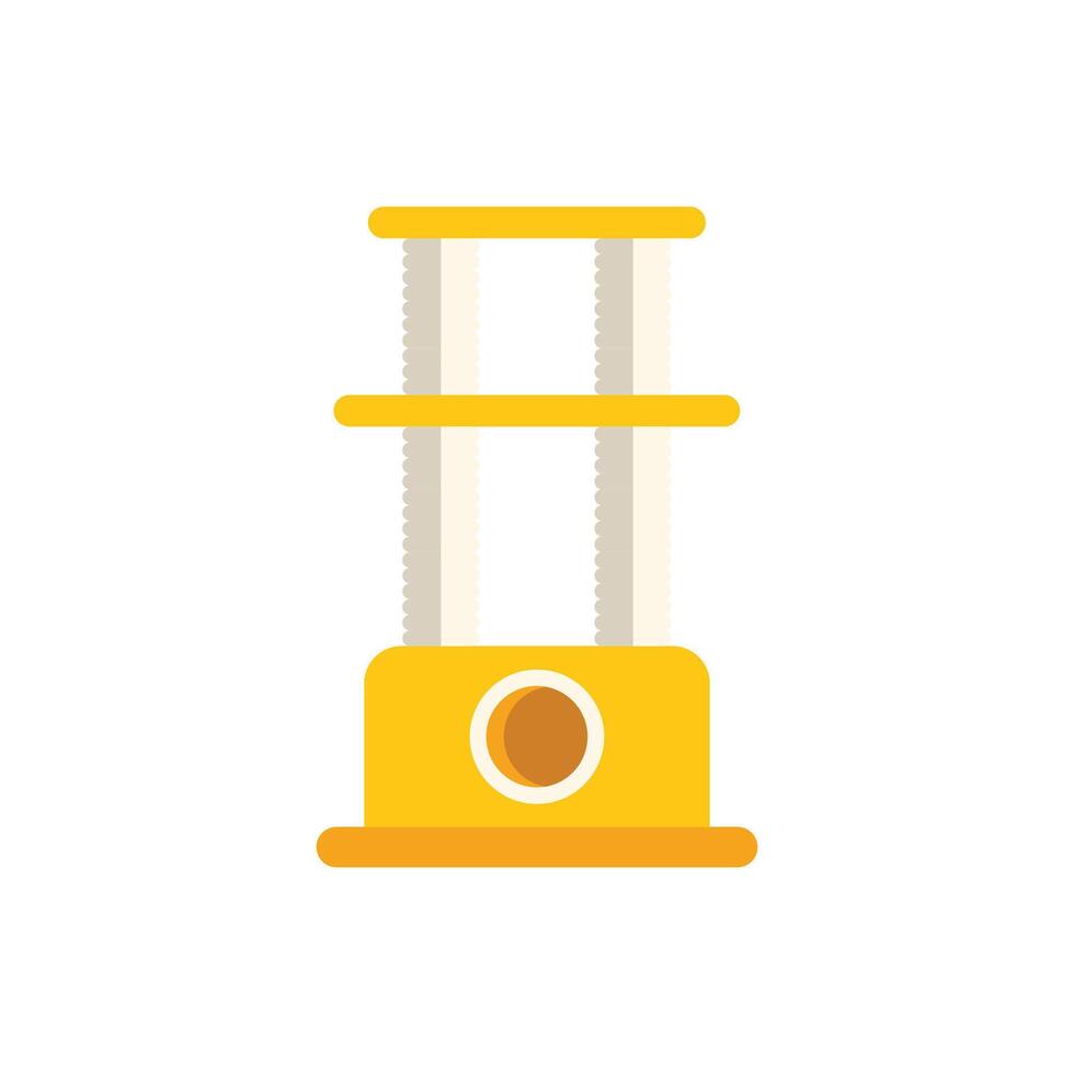 Yellow cat tree with two platforms providing entertainment for cats vector
