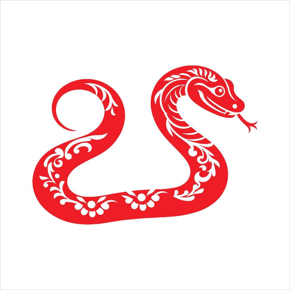 Chinese Zodiac The Year of The Snake Wood Snake Year Happy Chinese New Year Snake Art vector