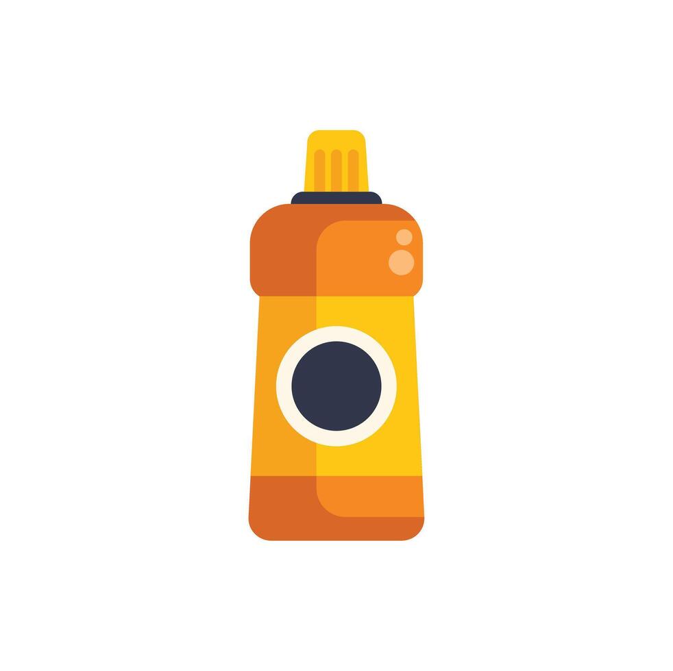 Orange plastic detergent bottle with yellow label and black cap vector